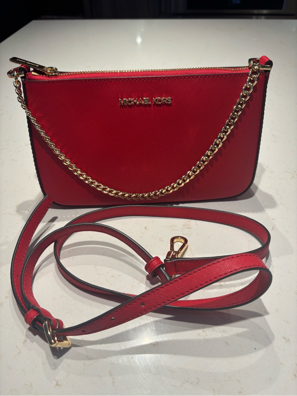New! MICHAEL KORS 100% Leather, Red w/ Gold Accents, in Pink & Black 30% off all - Picture 7 of 8